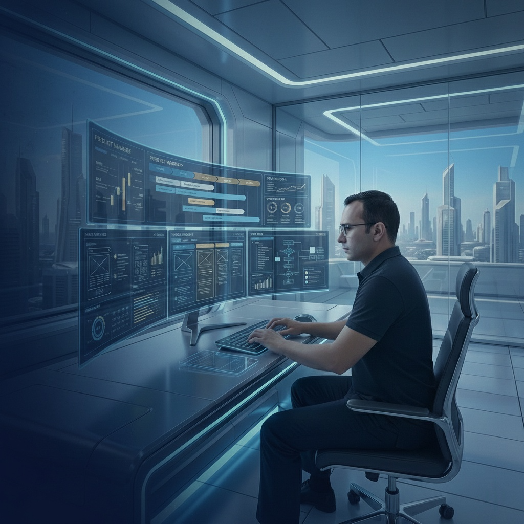 Product Owner en entorno tecnológico futurista